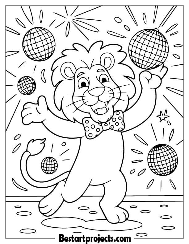 dancing lion with disco lights