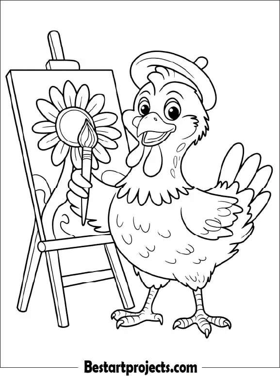 22.Artist Chicken with a Paintbrush