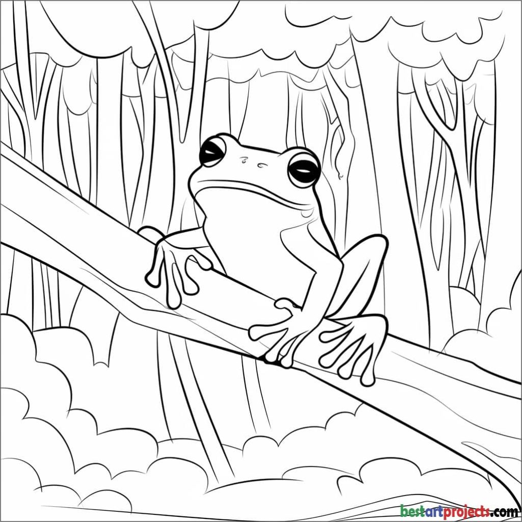 Green Tree Frog Coloring Sheet