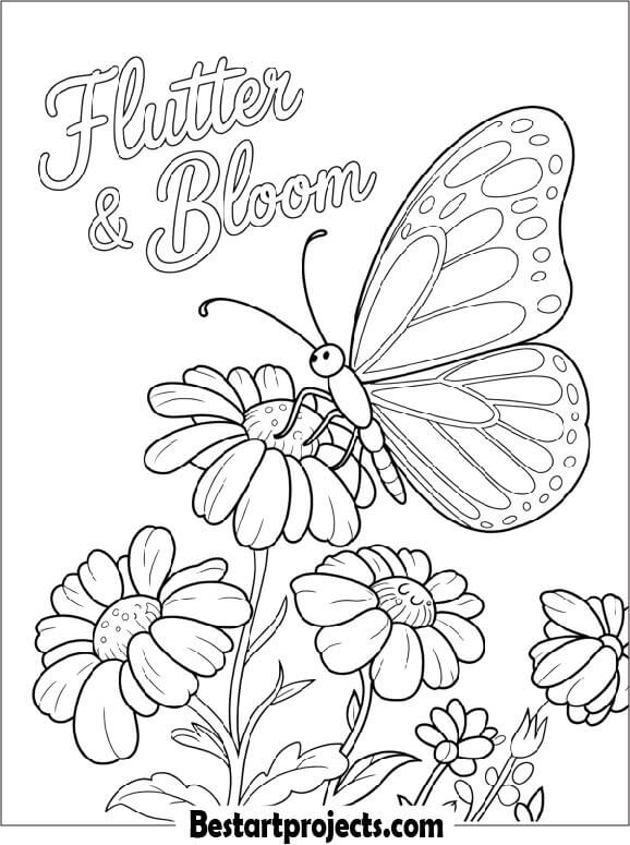 Butterfly with Blooming Daisies