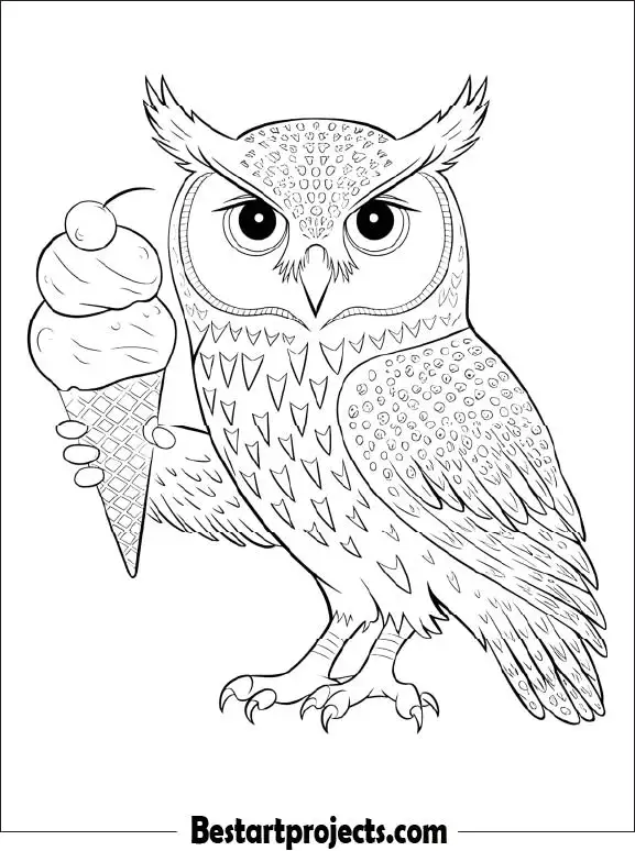 23.Owl with Ice Cream Cone