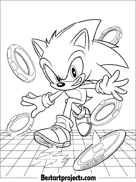 23.Sonic with Rings Coloring page