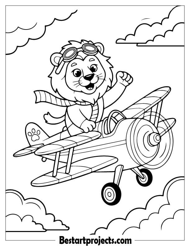 Lion riding an Airplane
