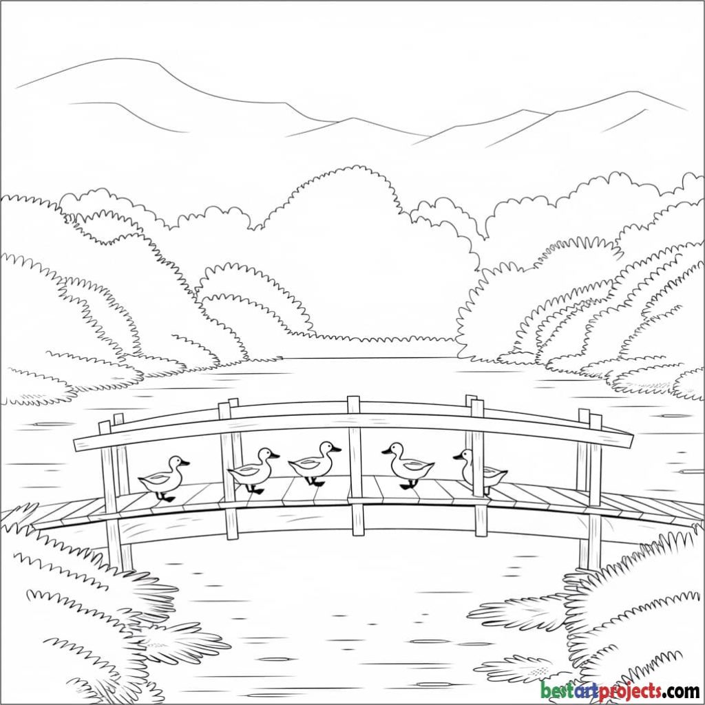 Ducks Crossing a Bridge