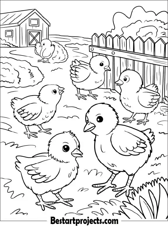 26.Baby Chicks in the Barnyard