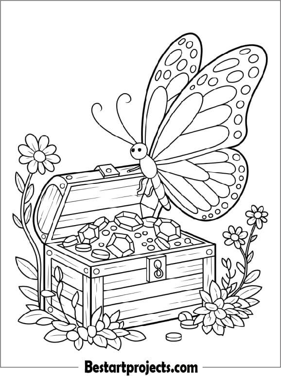 Butterfly Guarding a Treasure Chest