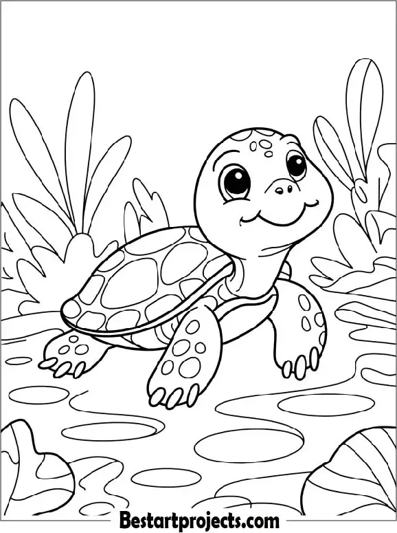 27. Simple Turtle Outline for Kids