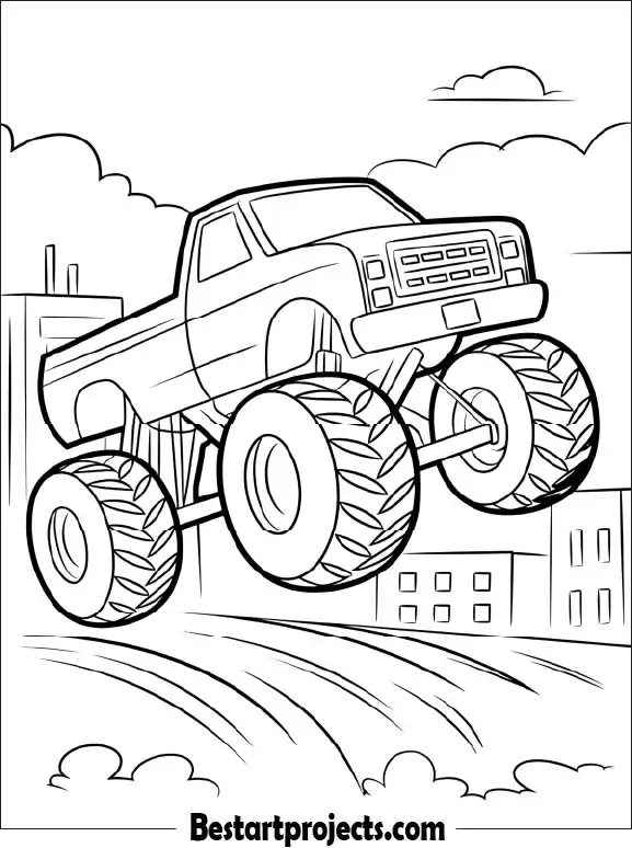 Jumping Monster Truck Coloring Picture