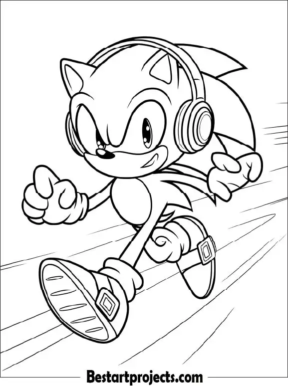 27.Sonic with Headphones - Coloring page PDF