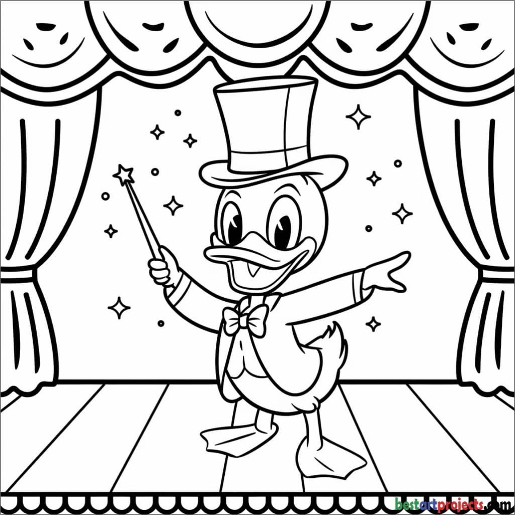 Magician Duck Coloring Sheet