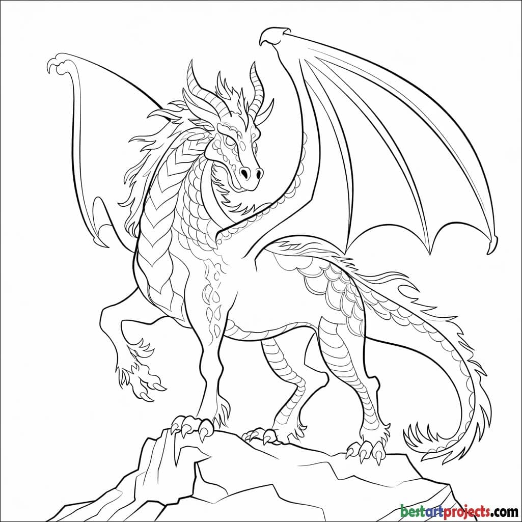 Dragon-horse hybrid with wings and scales Coloring page for free