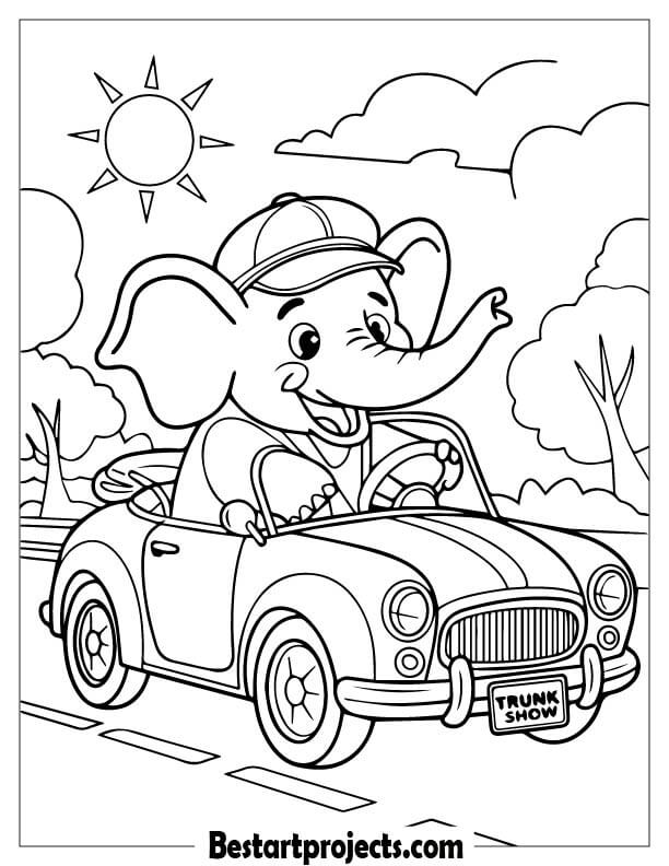 Elephant Riding a Car