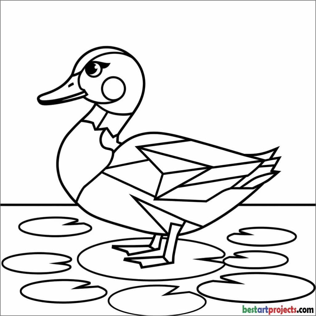 Geometric Duck Coloring Page