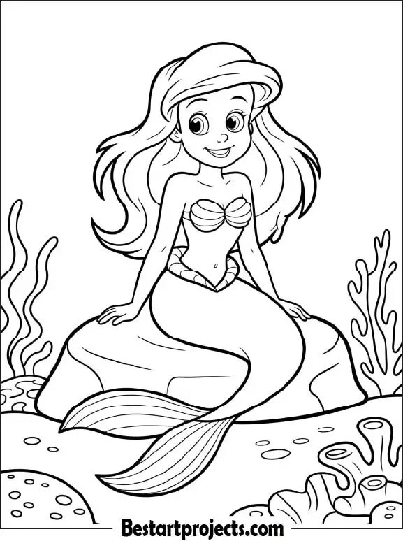 Ariel Mermaid Coloring Page