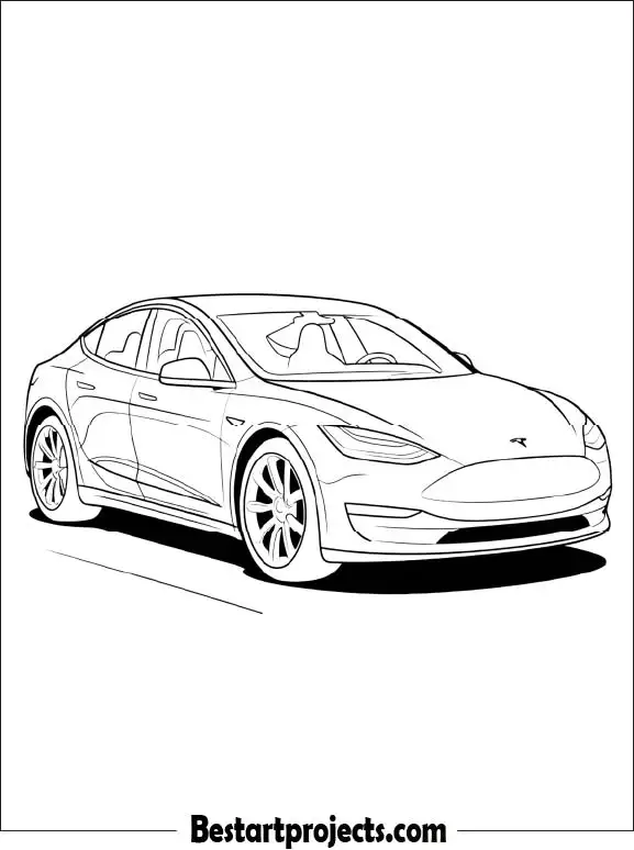 Tesla Car Printable Coloring Page
