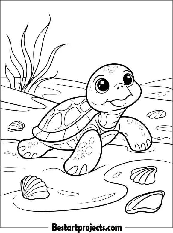 3.Baby Turtle Coloring Sheet