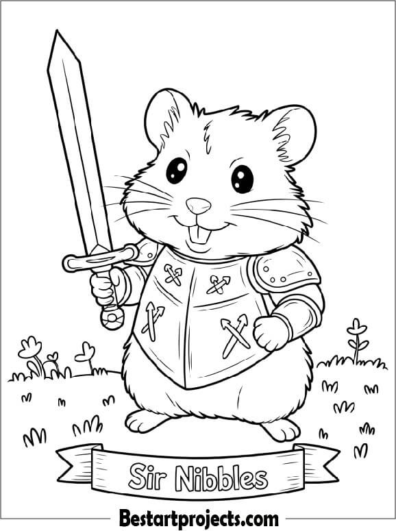 Cute Hamster Holding a Sword
