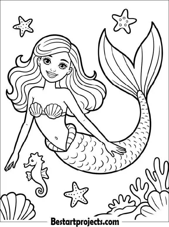 Barbie Mermaid Coloring Page