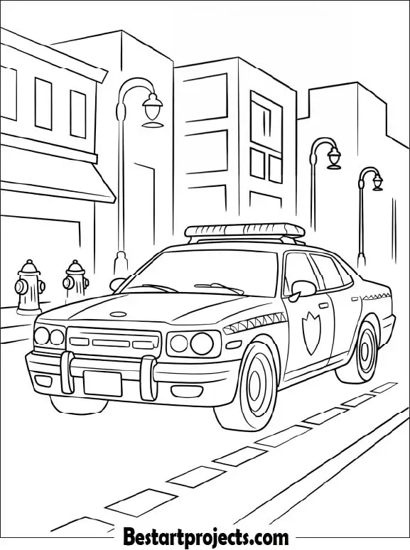 Police Car Coloring Sheet