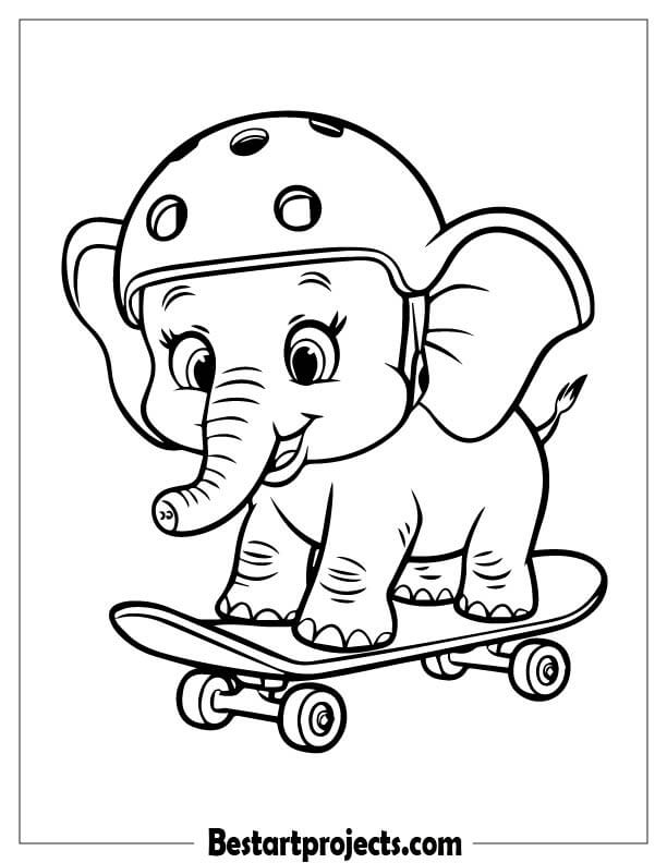  Baby Elephant Riding a Skateboard