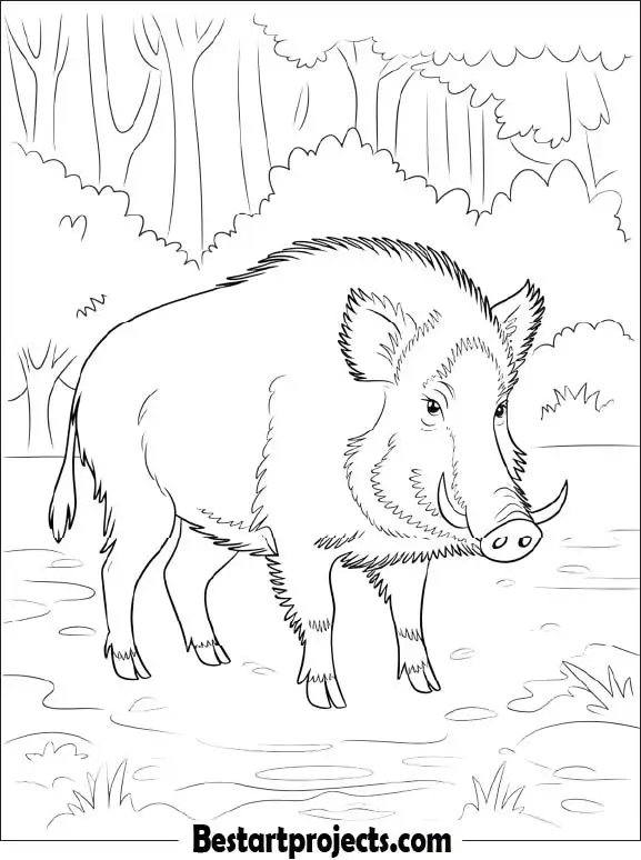 32.Realistic Wild Boar in the Forest