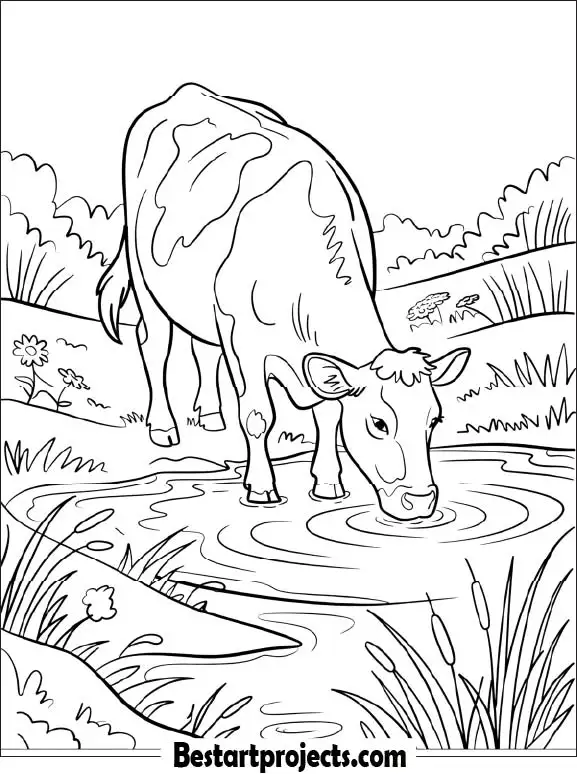 33.Cow Drinking Water from a Pond