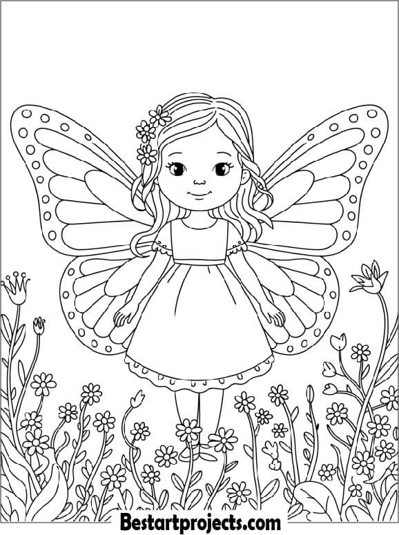 Cute Girl with Butterfly Wings