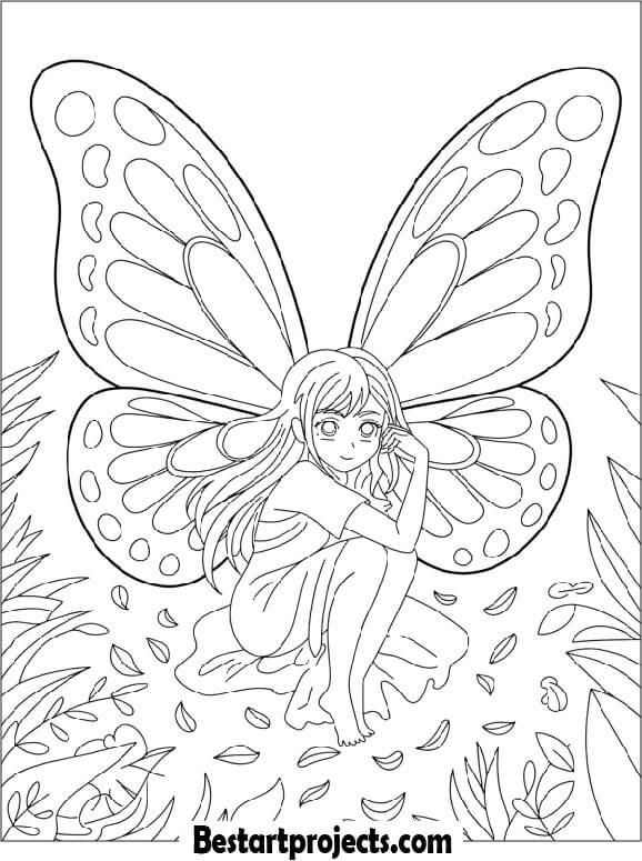 Anime Girl with Butterfly Wings