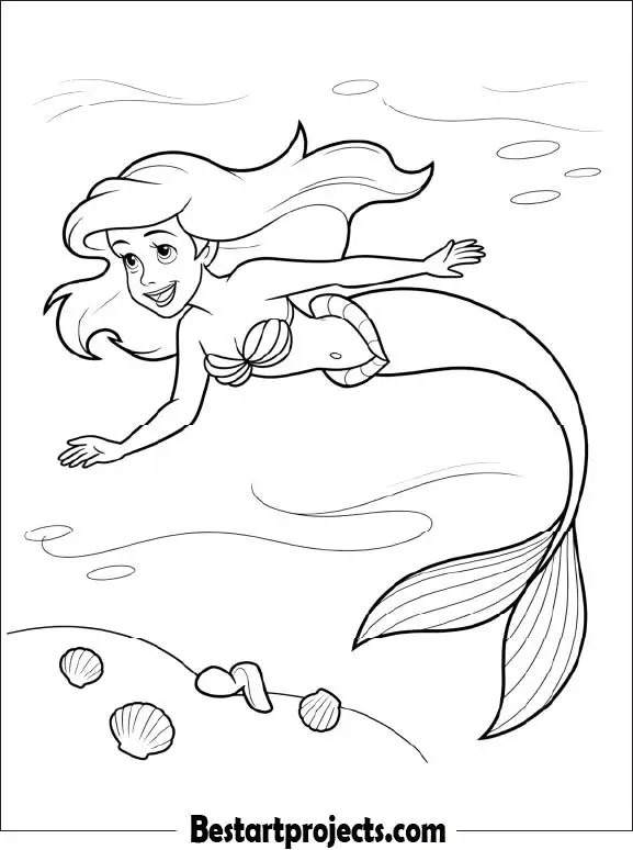 Ariel Mermaid Coloring Page 02