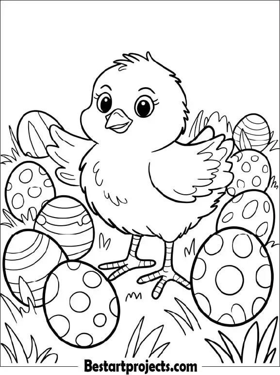 34.Easter Chick with Painted Eggs