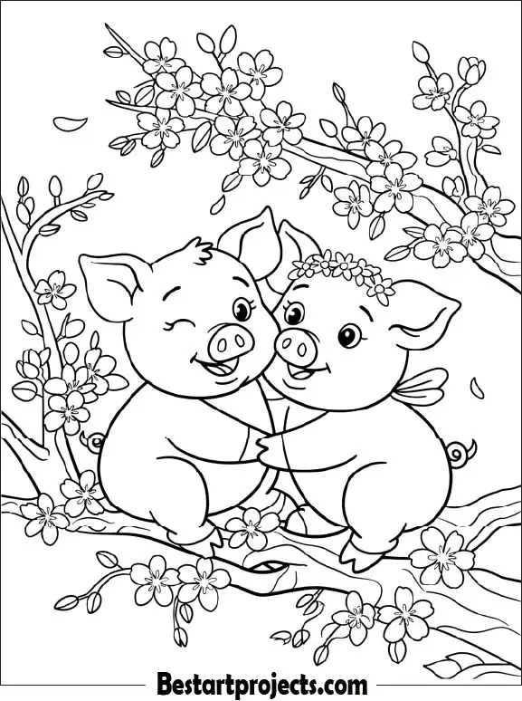35.Cherry Blossom Pig Couple