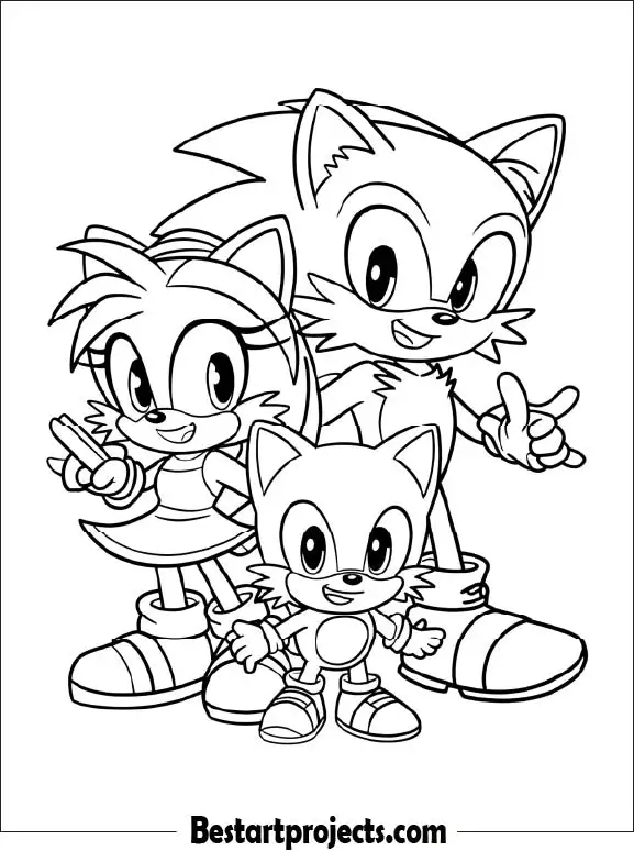 35.Sonic with Friends - Coloring page 