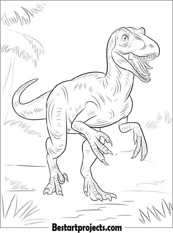 Velociraptor Running in Action Coloring Page