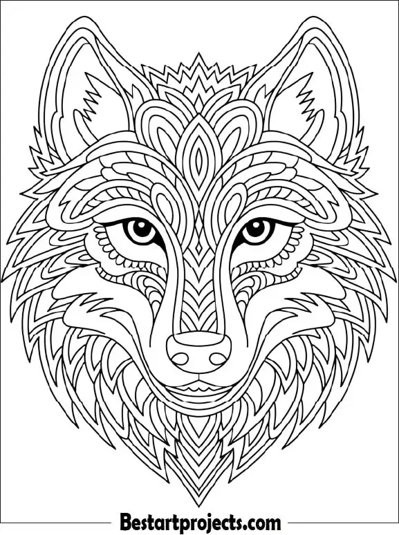 Wolf Mandala Coloring Sheet for Adults 02