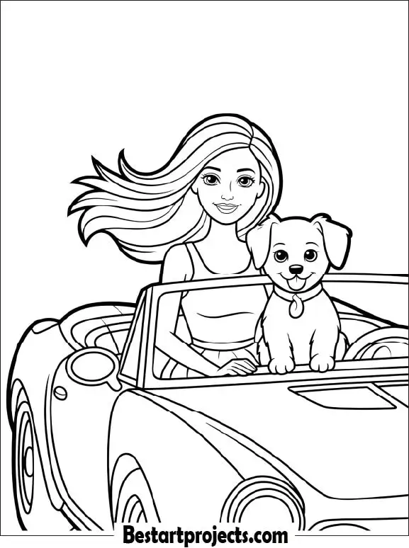 Barbie Car Coloring Page