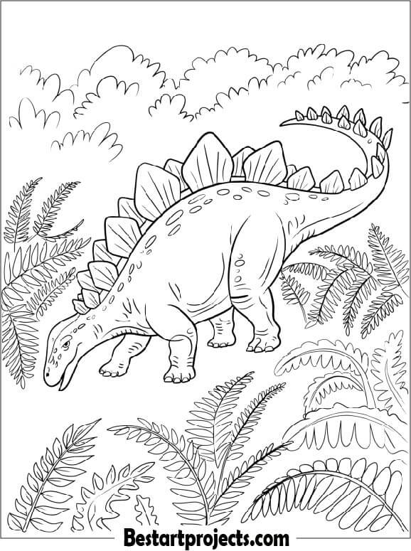 Stegosaurus Walking through Ferns