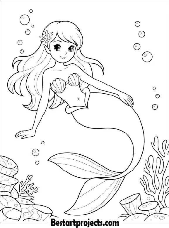 Anime Mermaid Coloring Page 01