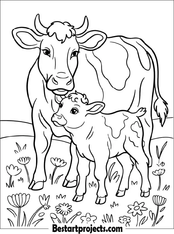 4. Mother Cow with Baby Calf