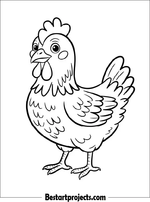 4.Cute Chicken Coloring page