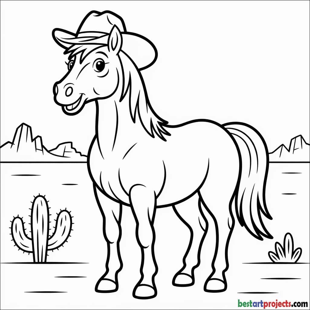 Horse with Cowboy Hat coloring page