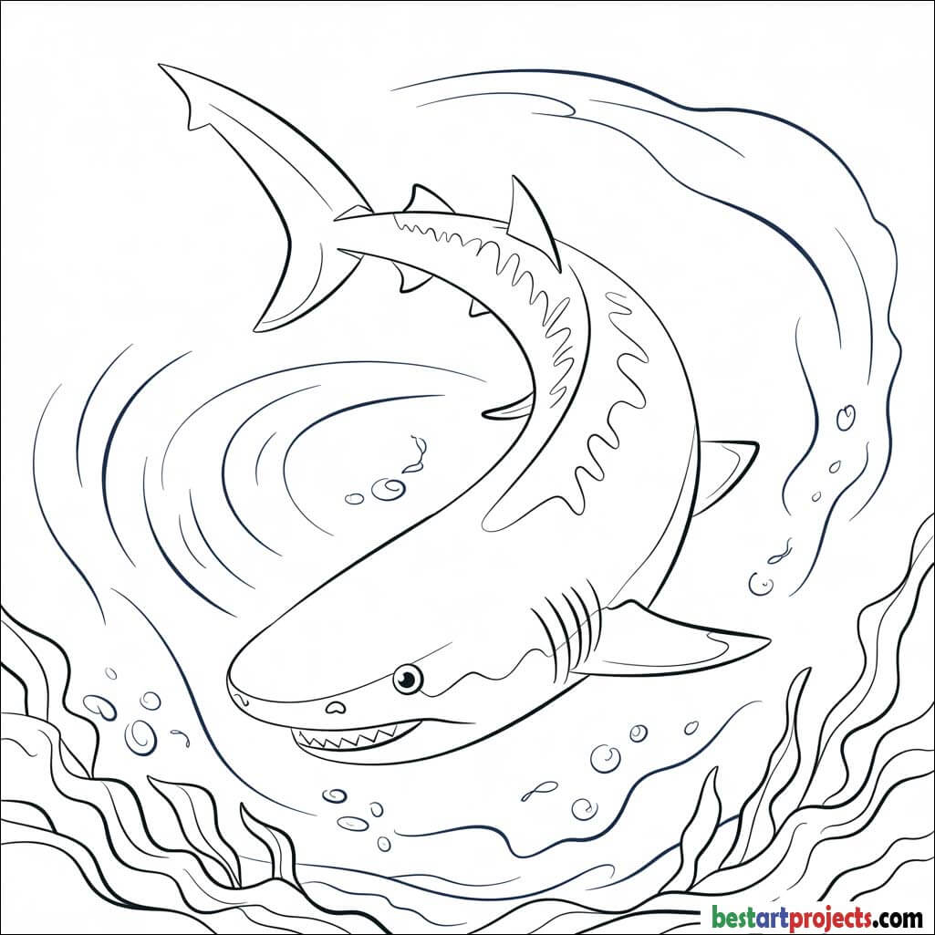 Tiger shark coloring page