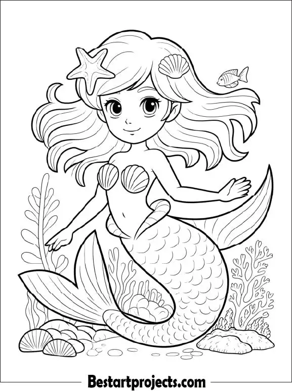 Anime Mermaid Coloring Page 02