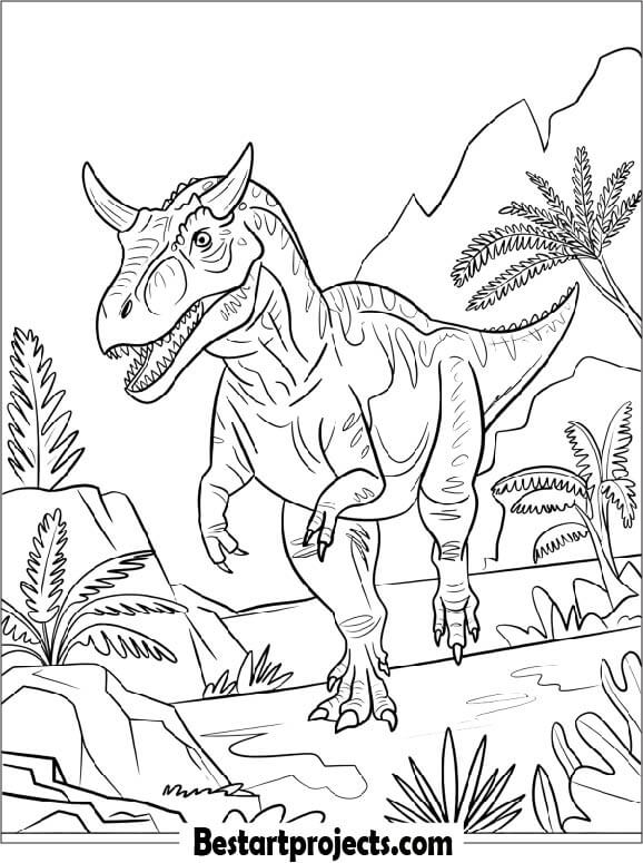 Carnotaurus Running Fast Coloring Page