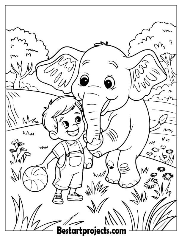 Elephant Playing with a Boy