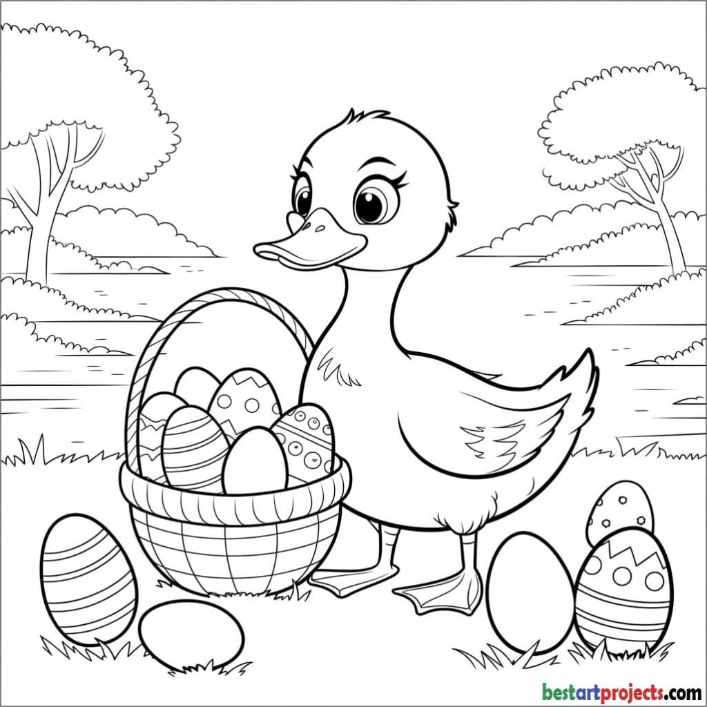 Duck with Easter Eggs