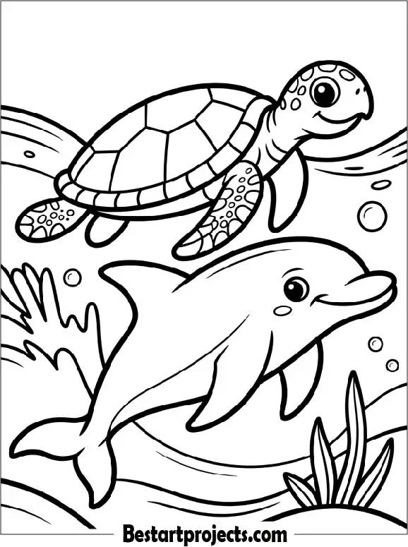41.Turtle Swimming with a Dolphin