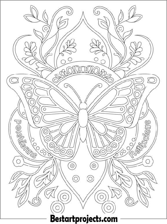 Mandala Inspired Butterfly Coloring Sheet for Adults
