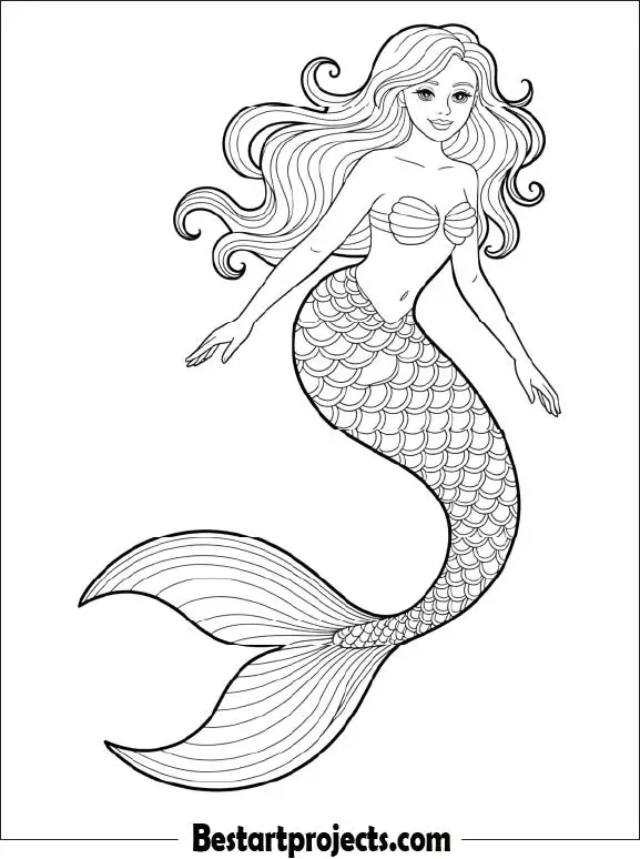 Mermaid Coloring Page for Adults