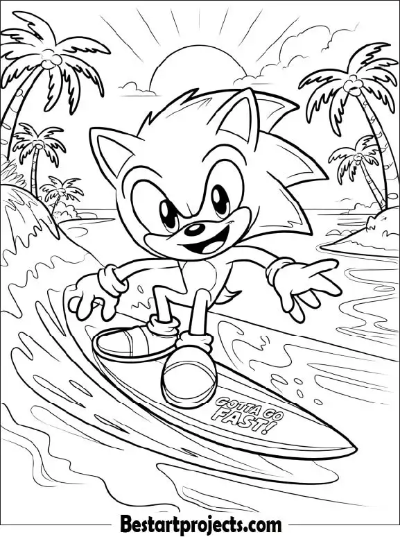 42.Sonic Surfing Adventure - Summer coloring page