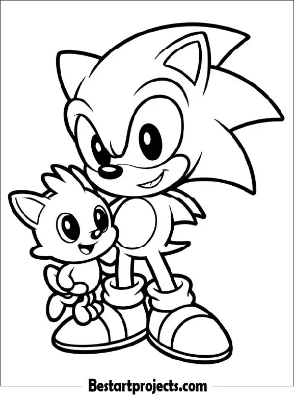 43.Sonic with a Baby Chao - Free Coloring page